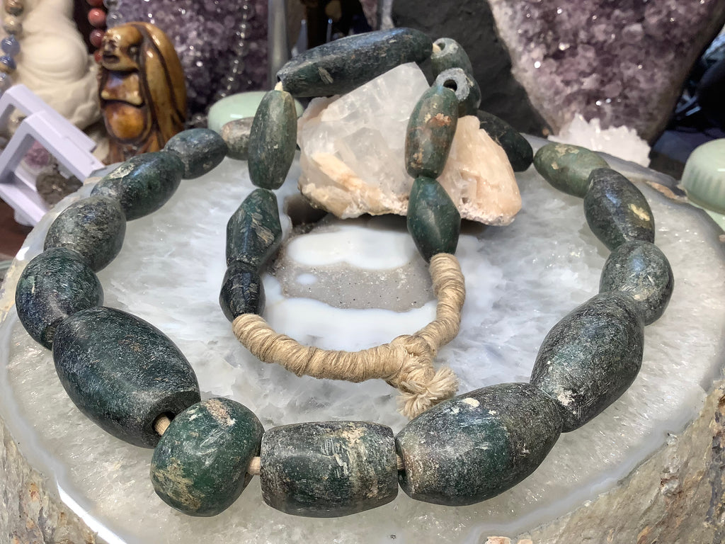 Huge Ancient green serpentine stone bead Mali Africa