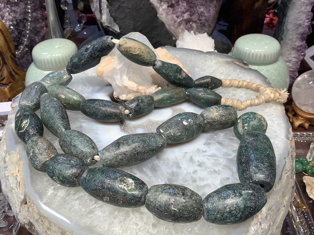 Huge Ancient green serpentine stone bead Mali Africa