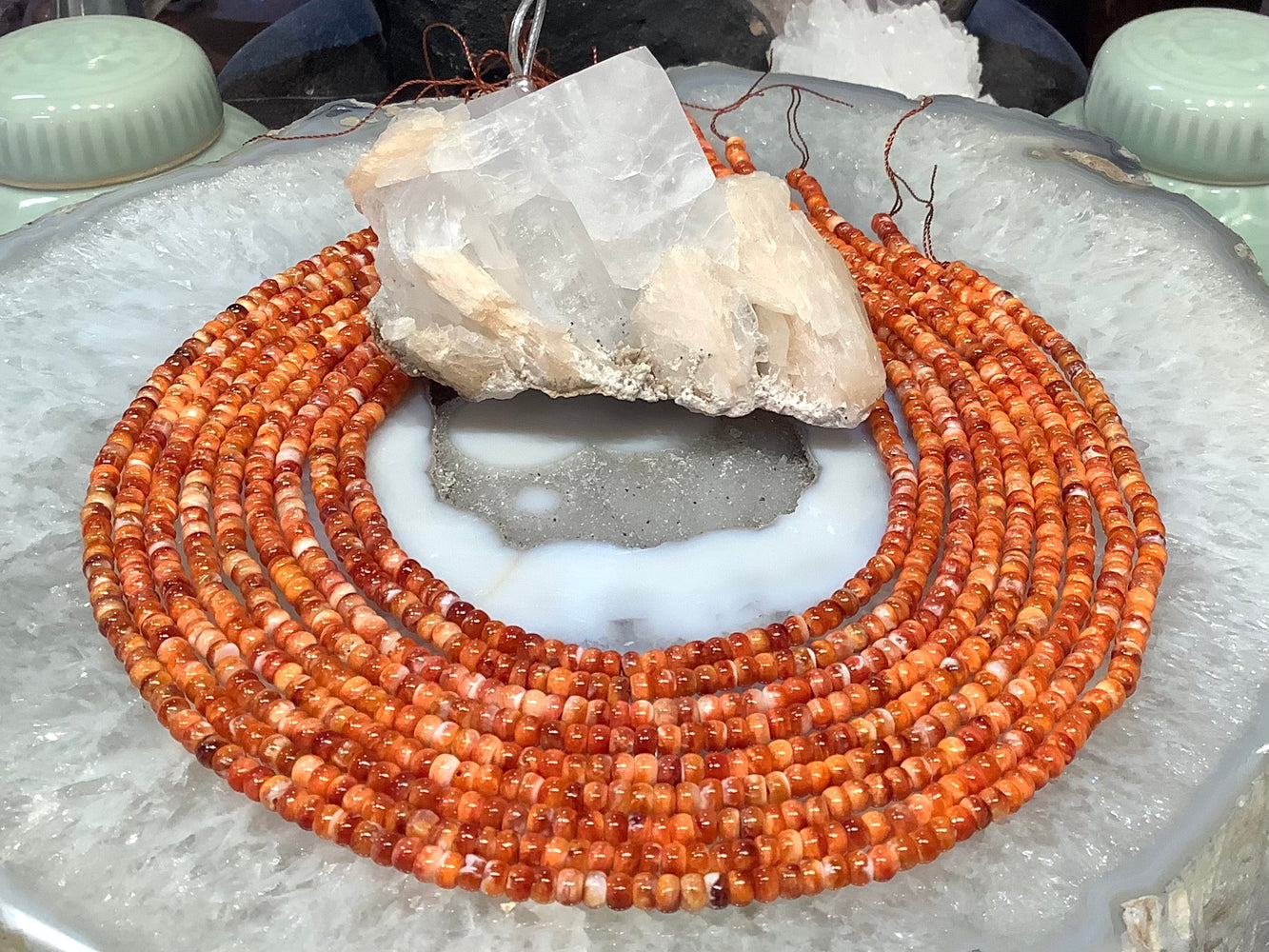 4mm Natural Orange Spiny Oyster Rondelle Beads