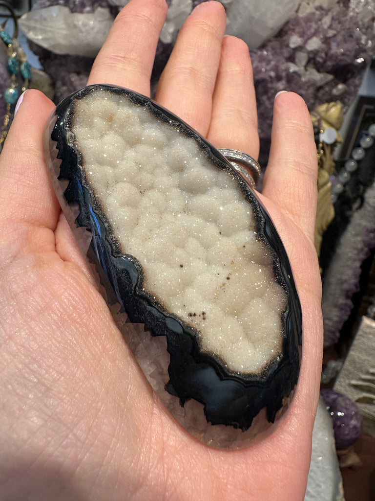 Beautiful Huge agate drusy gemstone pendant