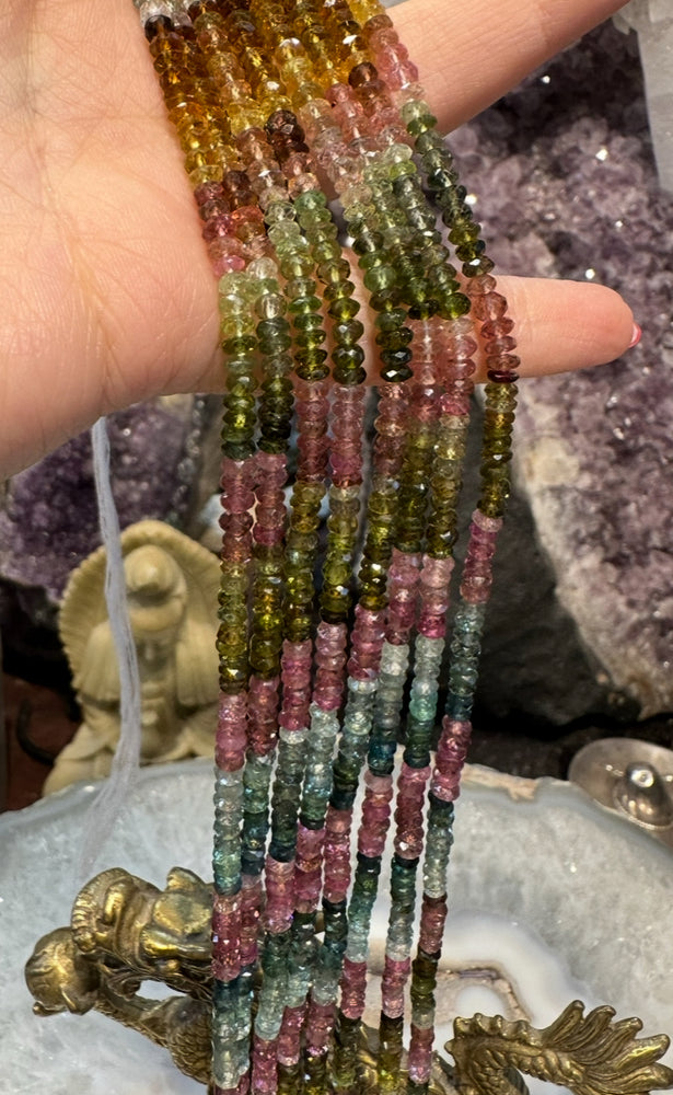 Multicolour Tourmaline 4mm faceted rondelle