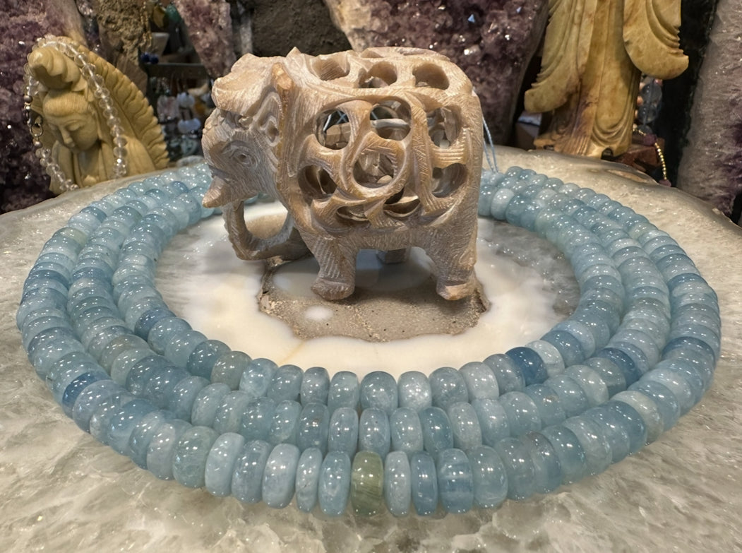 Aquamarine smooth 10mm rondelle gemstone