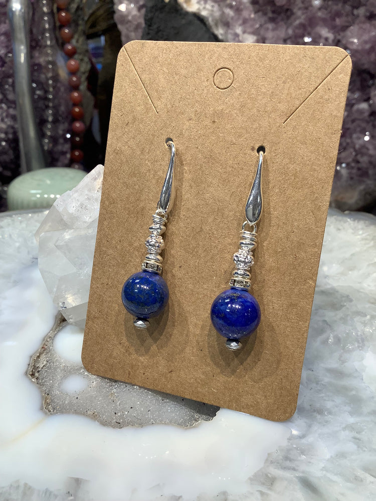 Stunning lapis lazuli & sterling silver gemstone earrings