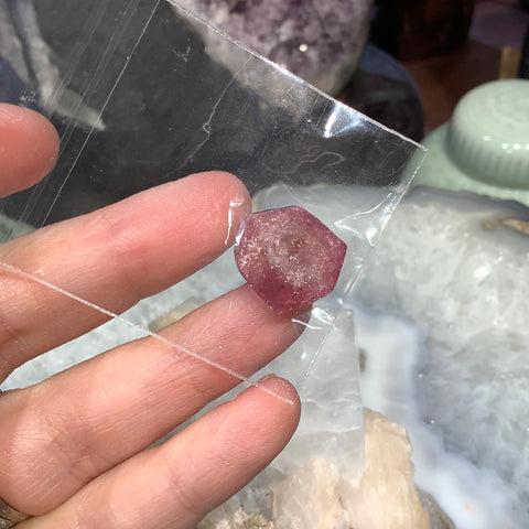 Pink tourmaline slice gemstone