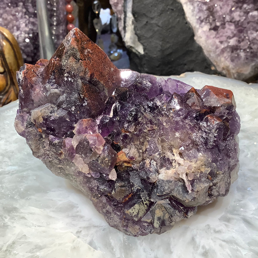 Red cap amethyst crystal hematite specimen Thunder Bay