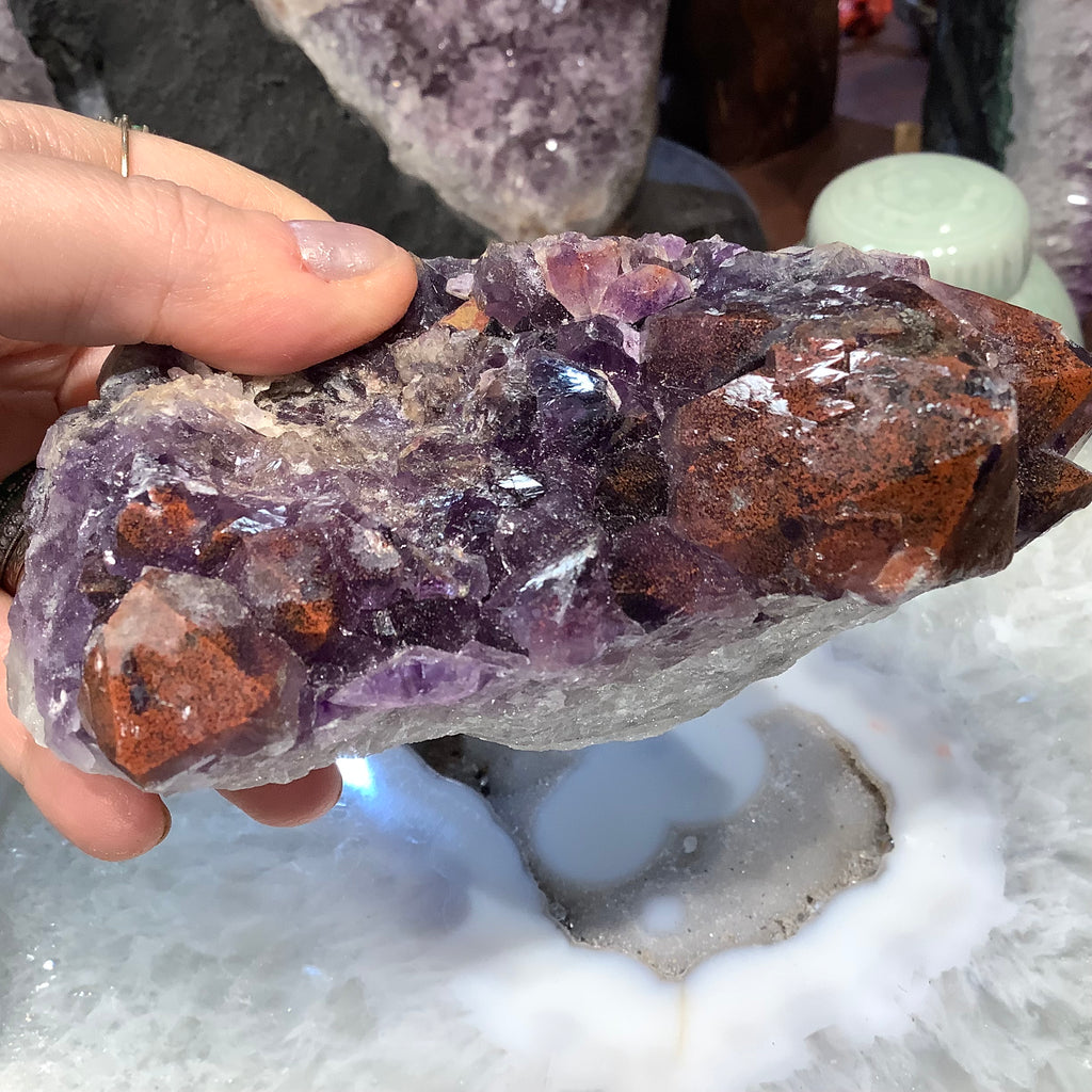 Red cap amethyst crystal hematite specimen Thunder Bay