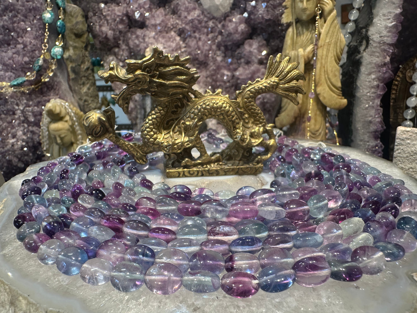 Rainbow fluorite oval 10mm gemstone