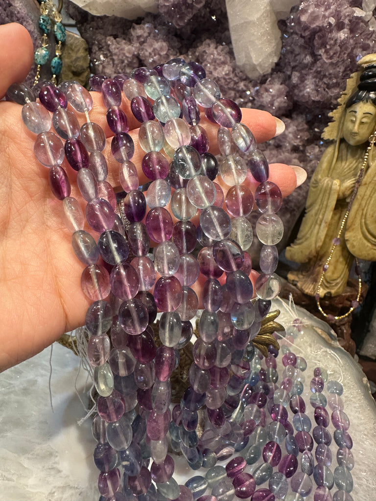 Rainbow fluorite oval 10mm gemstone