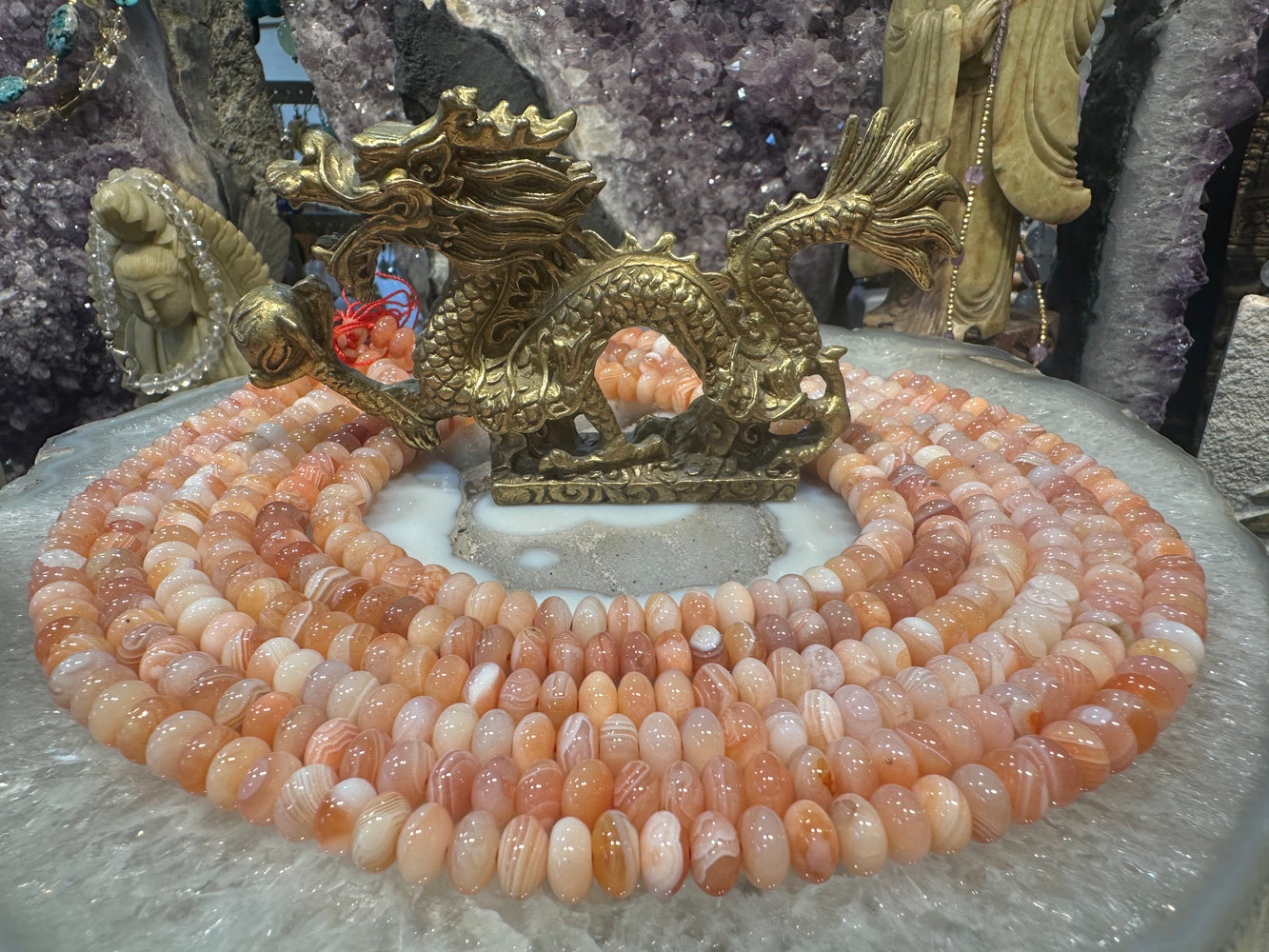 Peach Botswana agate 8mm smooth rondelle