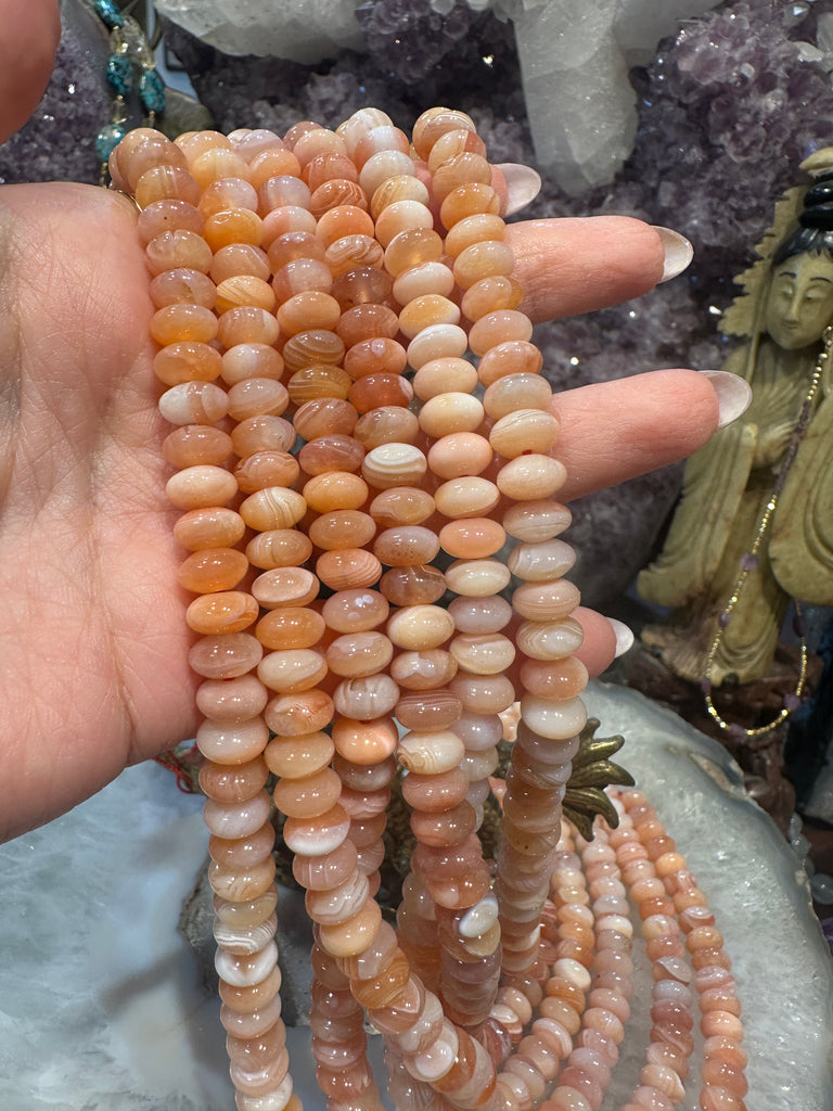 Peach Botswana agate 8mm smooth rondelle