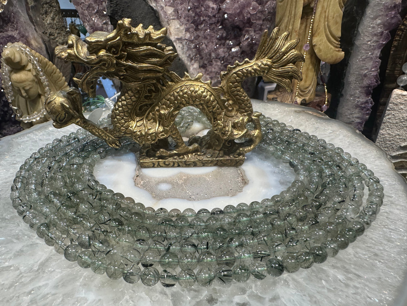 Green rutilated quartz 6mm gemstone