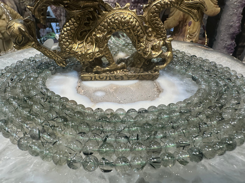 Green rutilated quartz 6mm gemstone