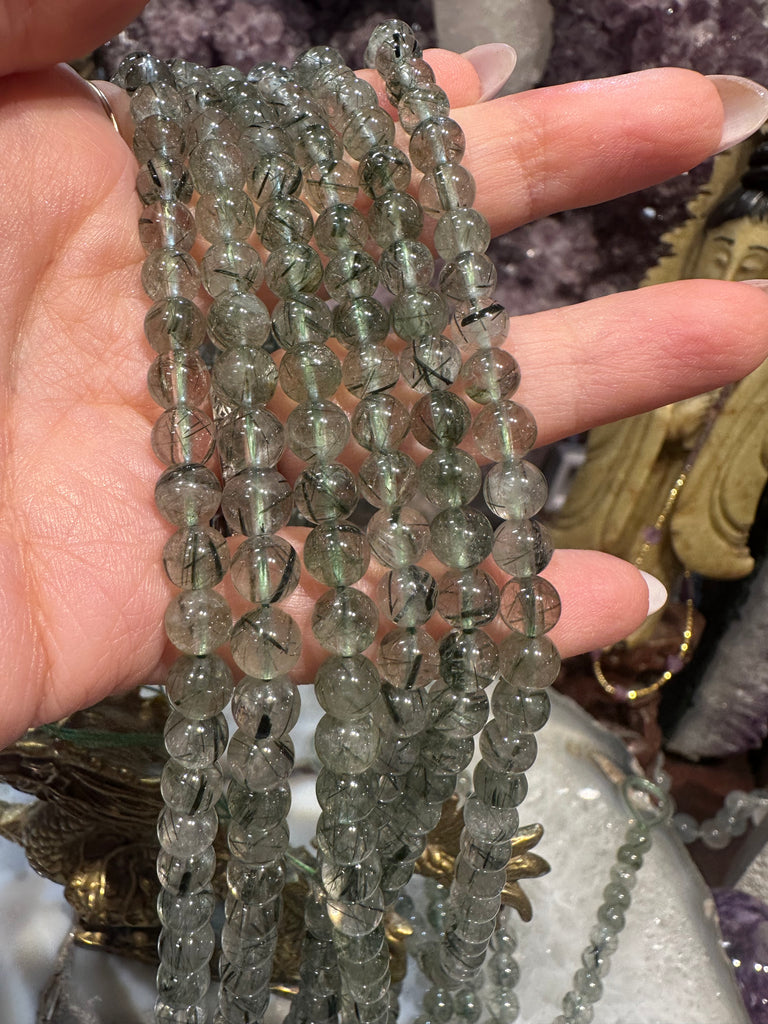Green rutilated quartz 6mm gemstone