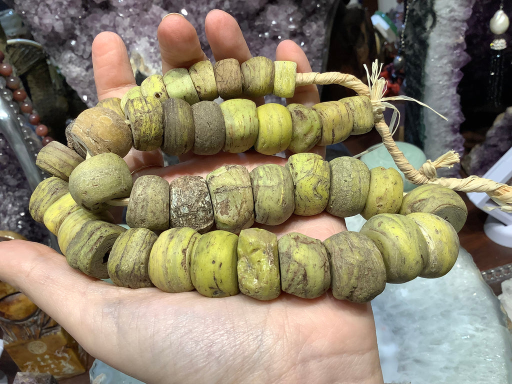 Ancient yellow African Hebron beads