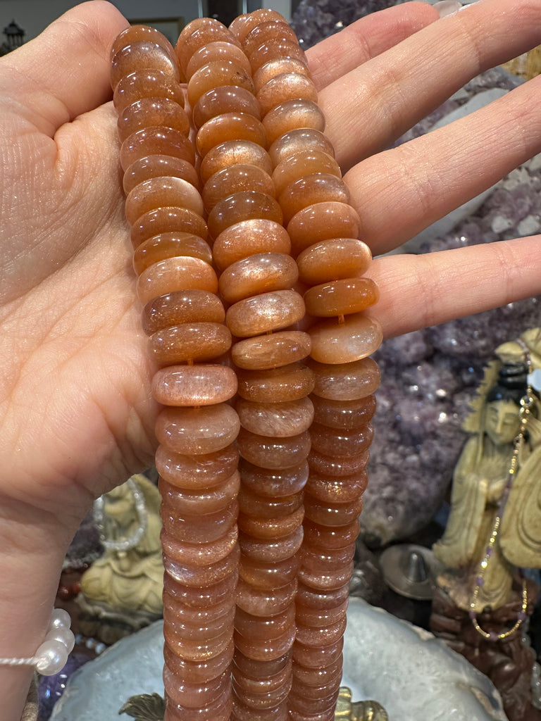 Superb peach moonstone 15mm rondelle