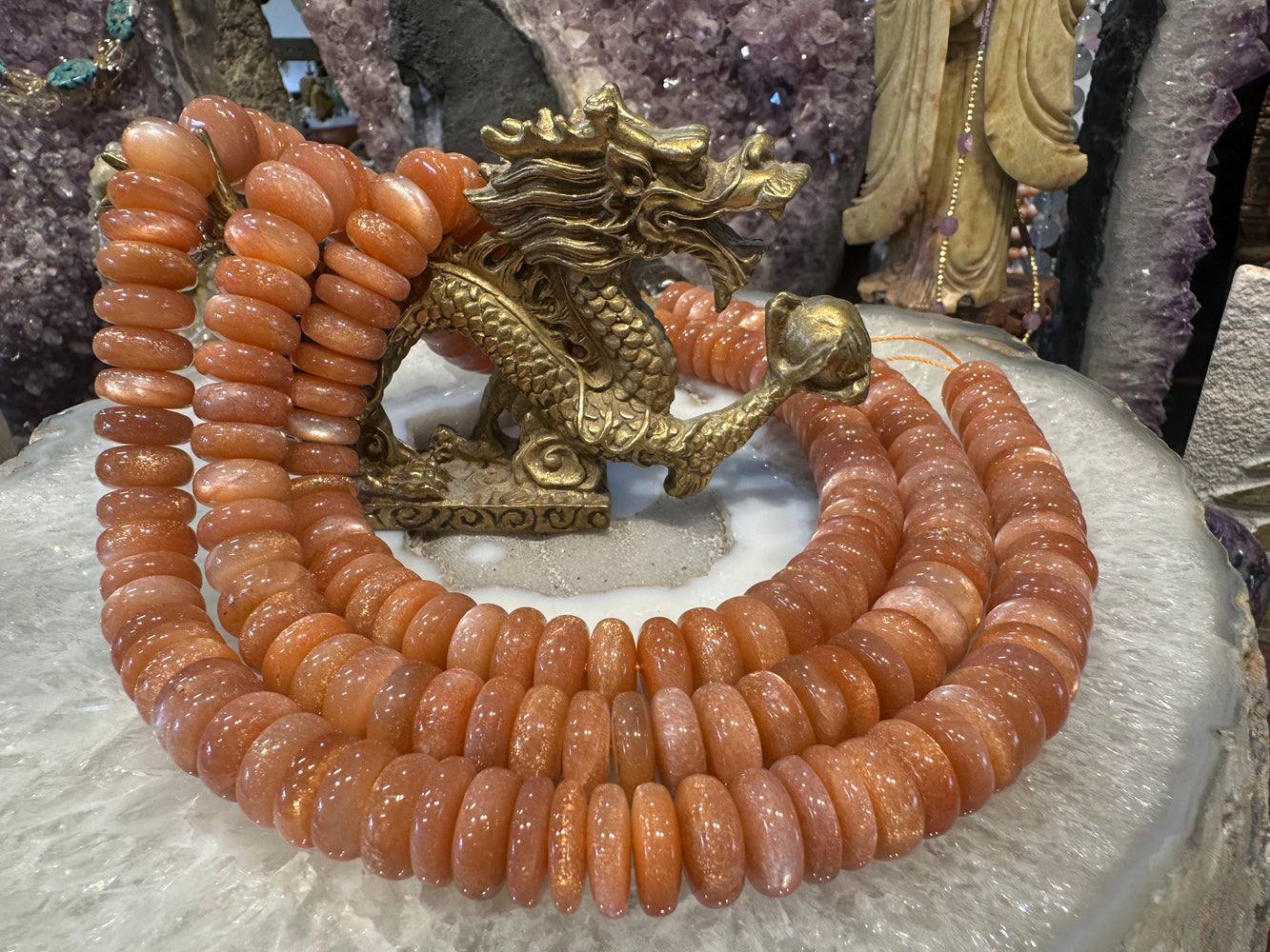 Superb peach moonstone 15mm rondelle