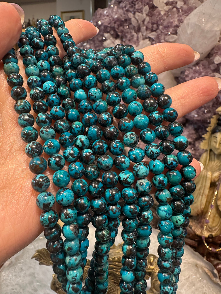 Superb Chrysocolla 6mm gemstones