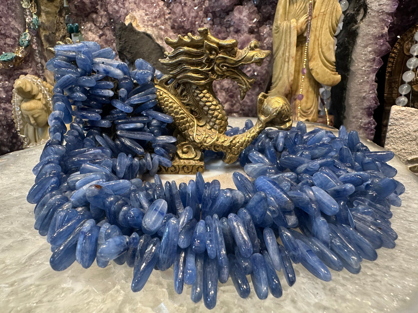 Blue kyanite top drilled chalker gemstones