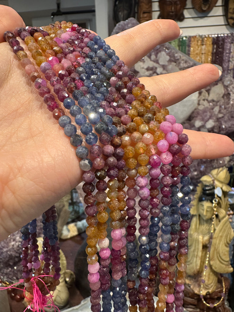 Multicolour sapphire 4mm faceted gemstone