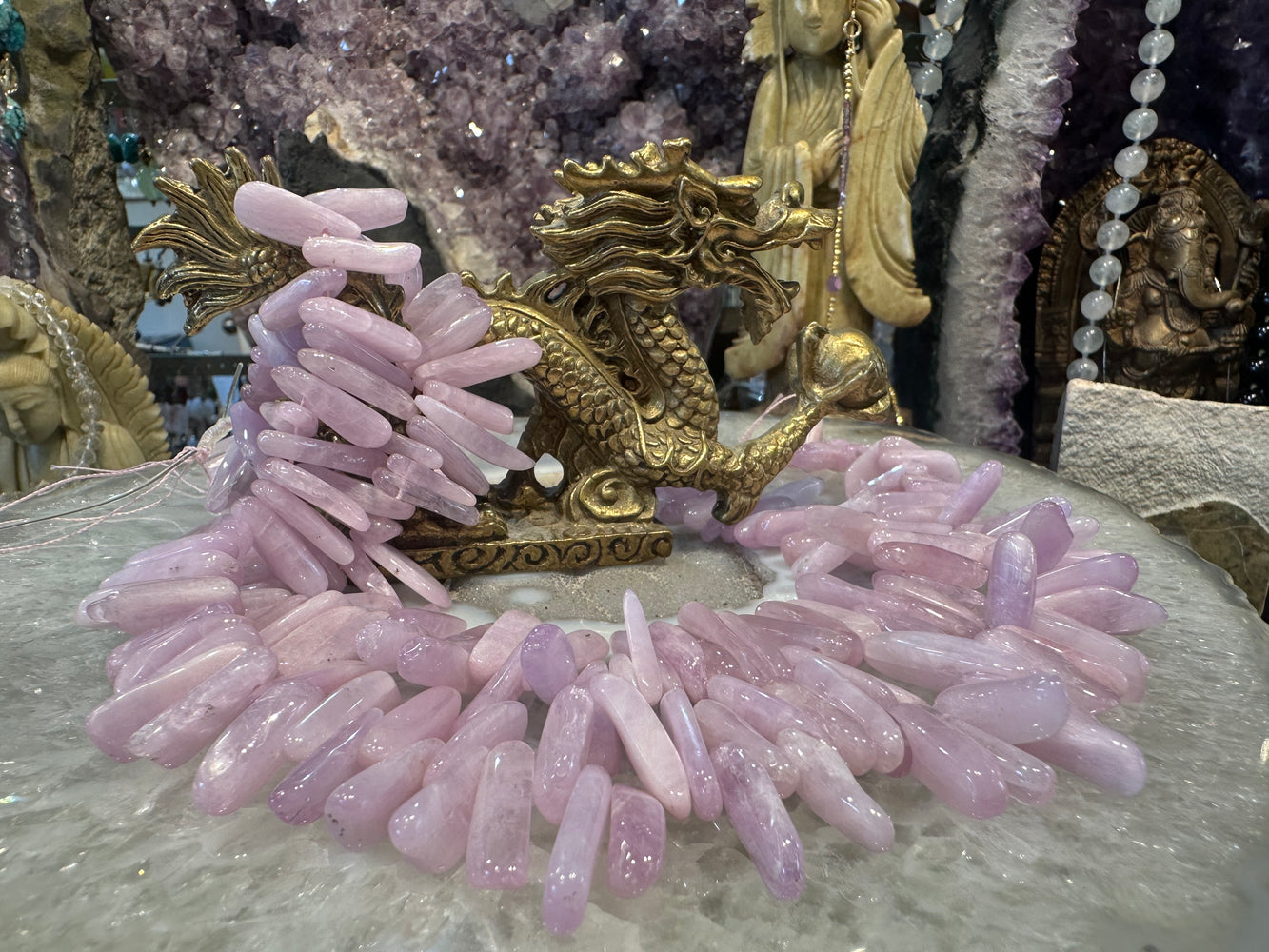 Kunzite top drilled chalker gemstones