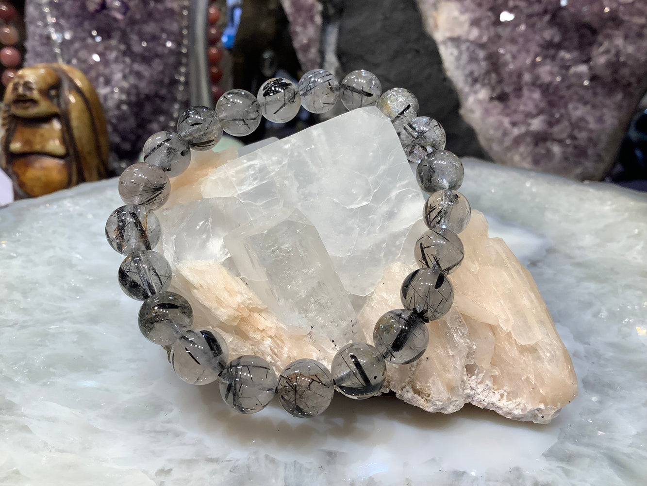 9mm Stunning Black Tourmaline Rutilated Quartz Gemstone Quartz #3