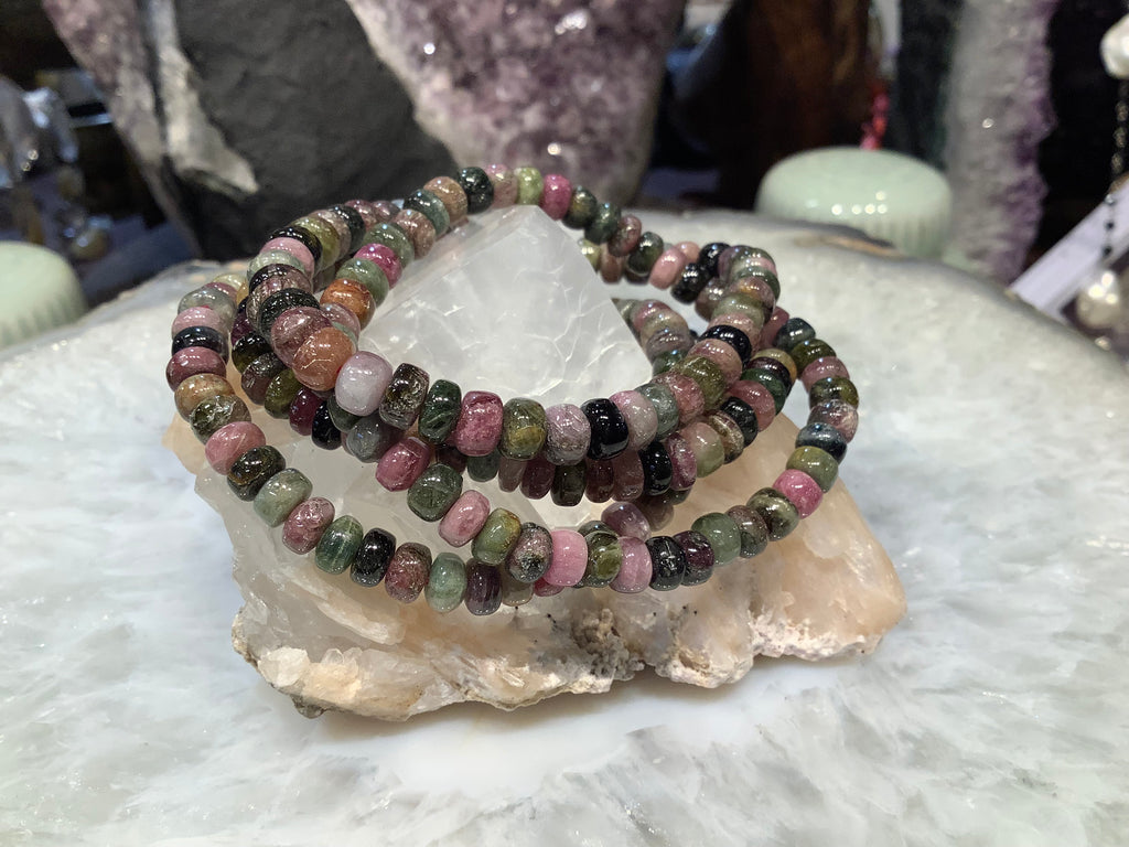 Tourmaline multicolour 6mm  gemstone bracelet