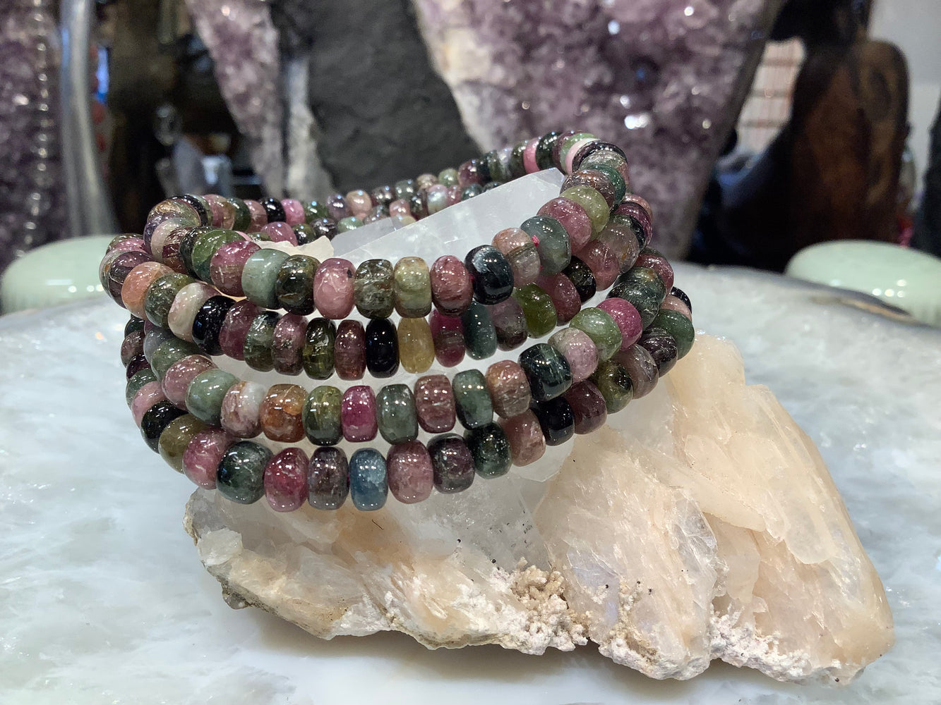 Tourmaline multicolour 6mm  gemstone bracelet