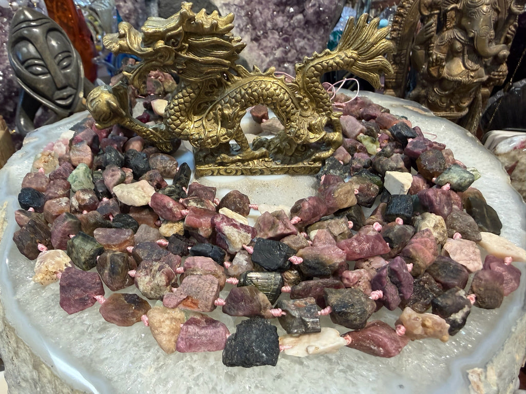 Rough multicolour tourmalines 15-20mm gemstones beads