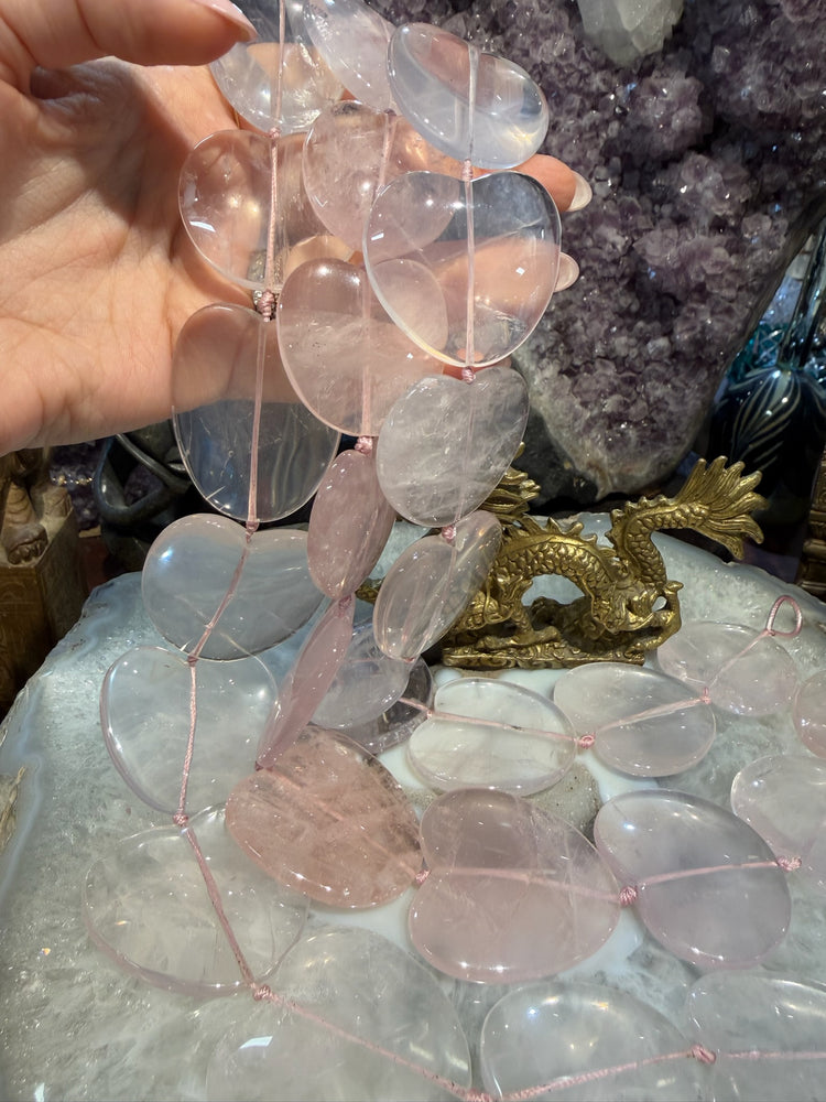 Large Madagascar Rose Quartz Heart Gemstone Beads