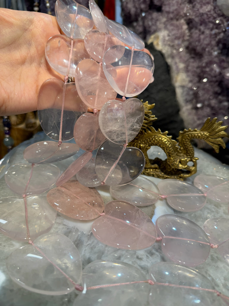 Large Madagascar Rose Quartz Heart Gemstone Beads