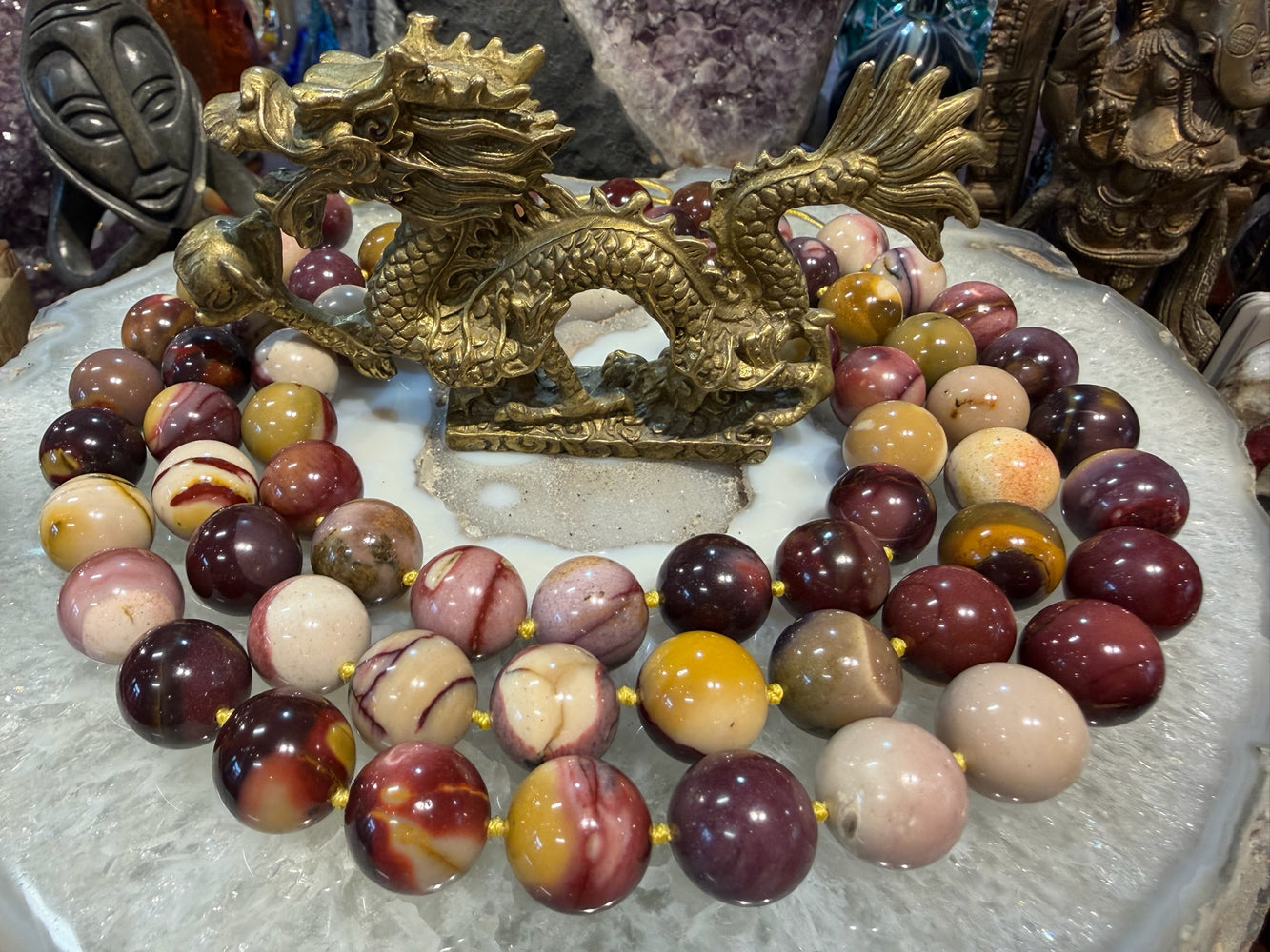 Grandes perles en pierre gemme mookaïte naturelle mate multicolore - 18mm Australie