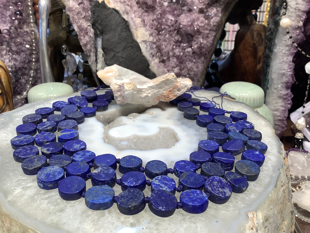 Lapis lazuli matte 15mm coin gemstones beads