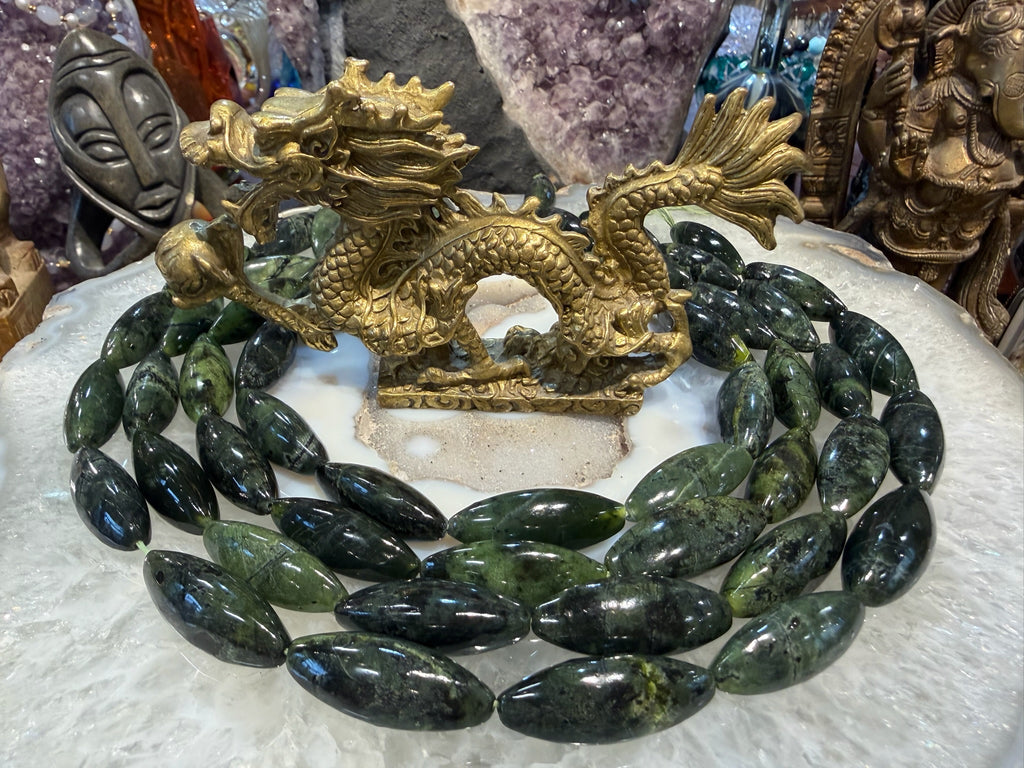 Canadian serpentine Marquis Oval gemstone beads