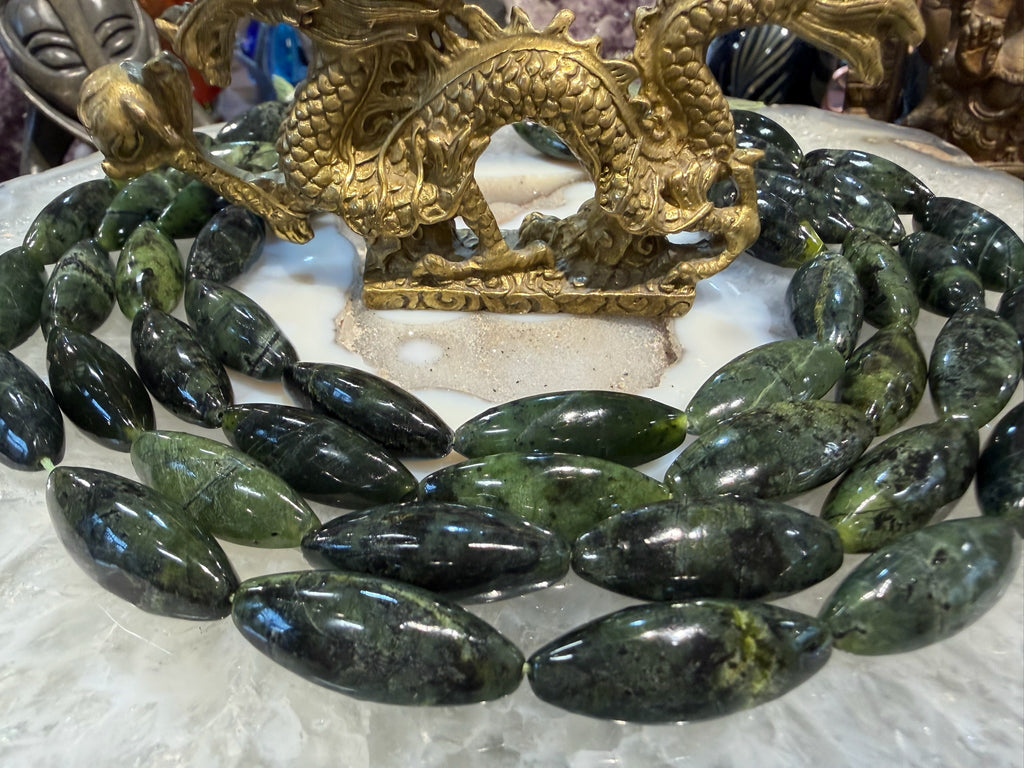 Canadian serpentine Marquis Oval gemstone beads