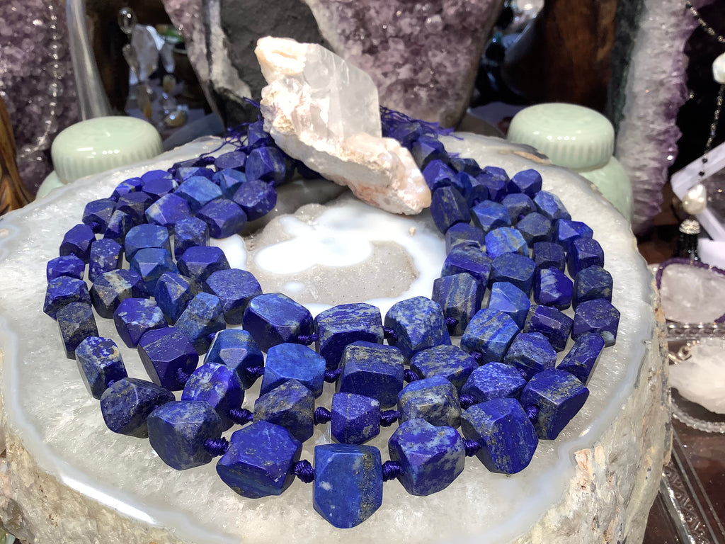 Large matte lapis  12-18mm nugget gemstones beads