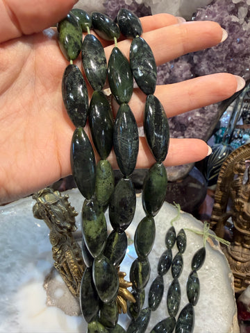 Canadian serpentine Marquis Oval gemstone beads