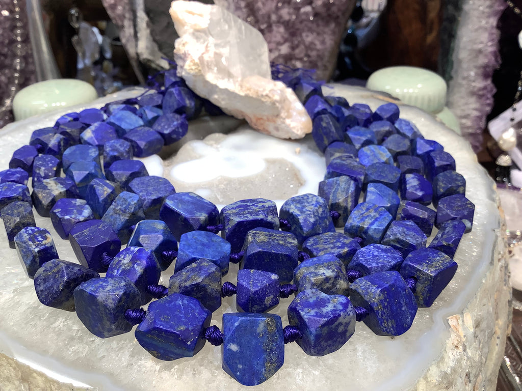 Large matte lapis  12-18mm nugget gemstones beads