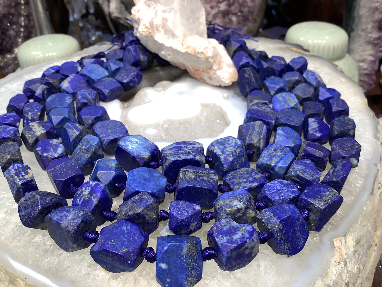 Large matte lapis  12-18mm nugget gemstones beads