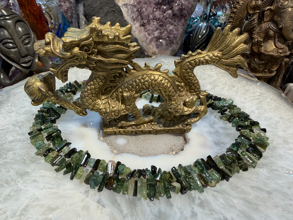 Green gem tourmaline tube 6-12mm gemstone Beads