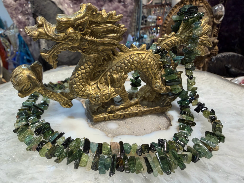 Green gem tourmaline tube 6-12mm gemstone Beads