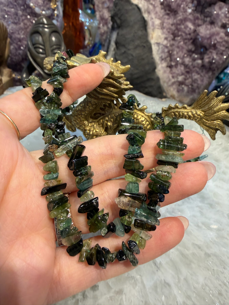 Green gem tourmaline tube 6-12mm gemstone Beads