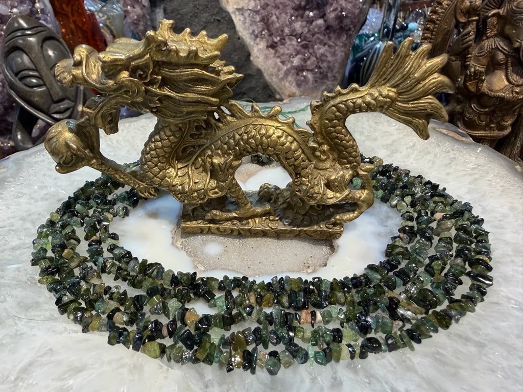 Green gem tourmaline nugget gemstone Beads