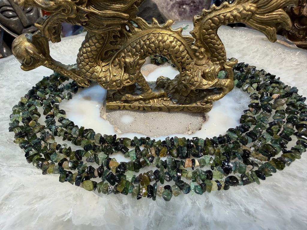 Green gem tourmaline nugget gemstone Beads