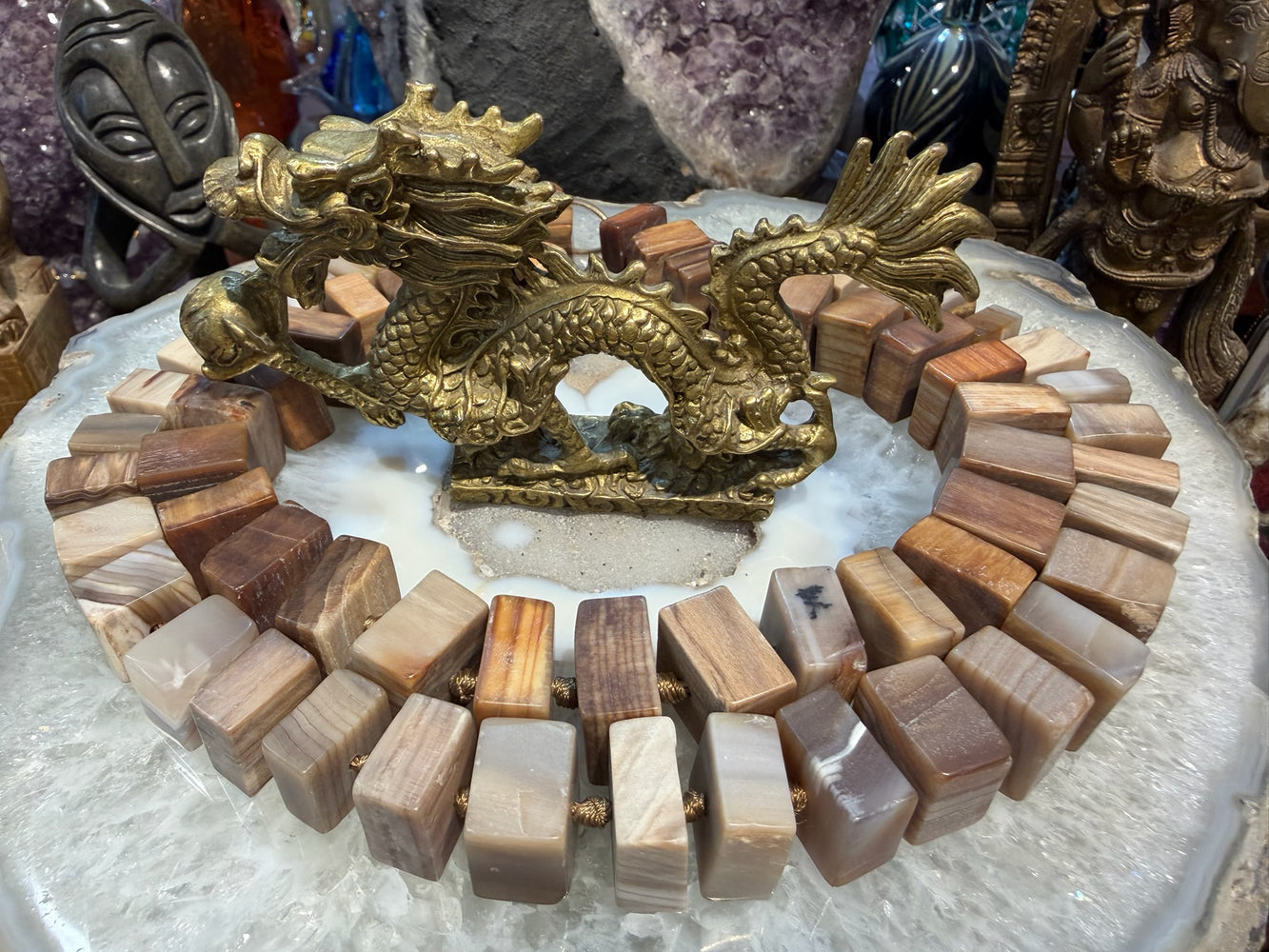 Petrified Matte wood fossil matte 15-16mm cubic gemstones beads