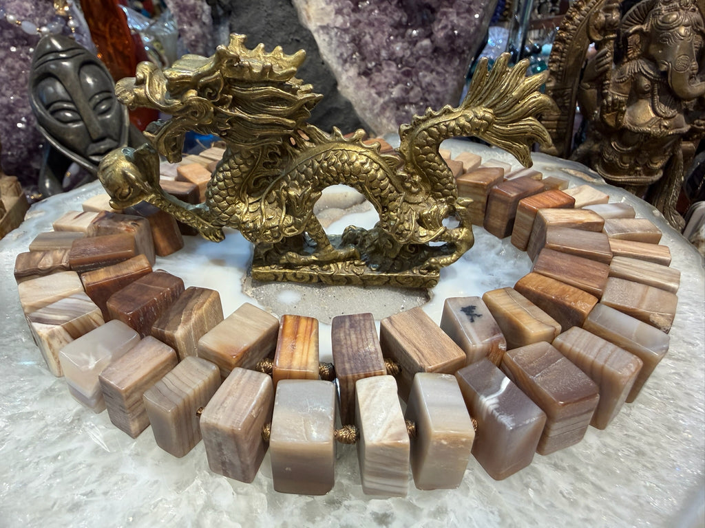 Petrified Matte wood fossil matte 15-16mm cubic gemstones beads