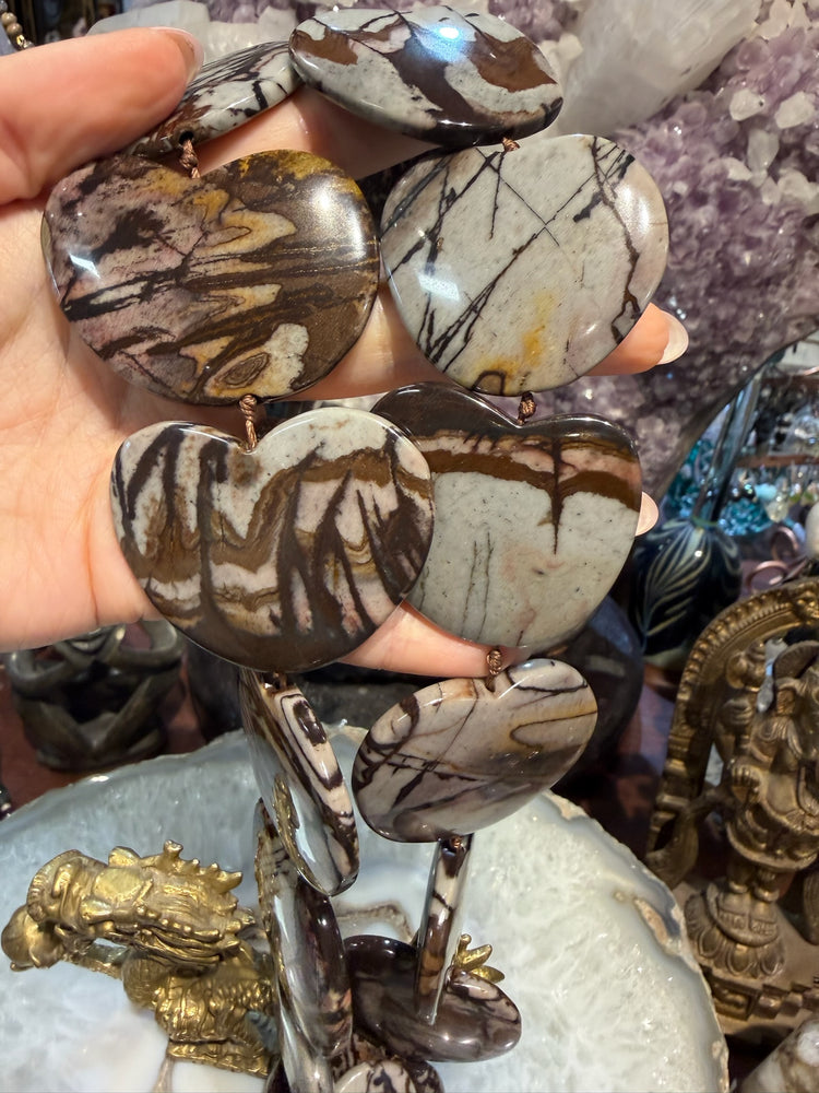 Large Outback Jasper Heart Slices Gemstone Beads ( Australia)