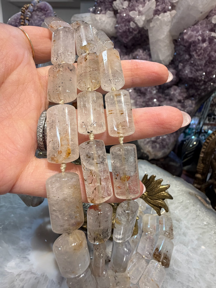 Rare Cacoxenite Bevel Rectangle Gemstone Beads