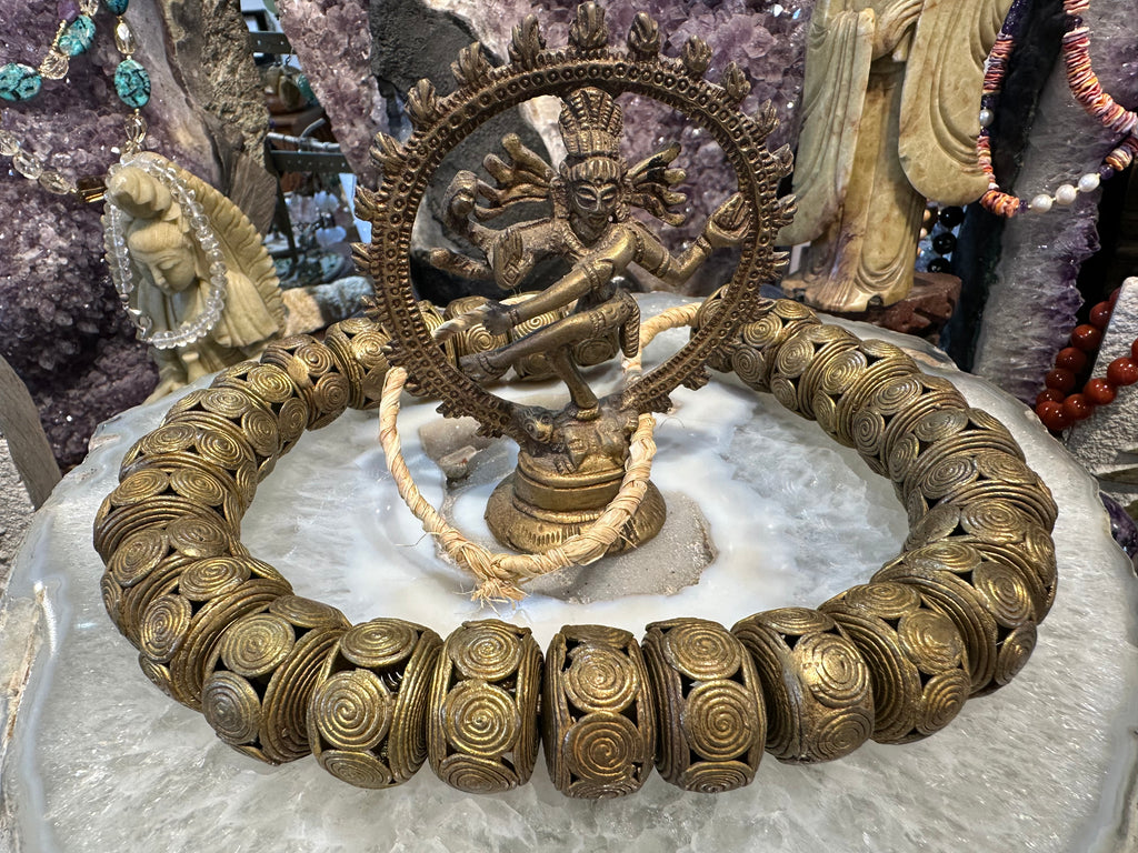 Large Lost Wax African Brass Openwork Beads