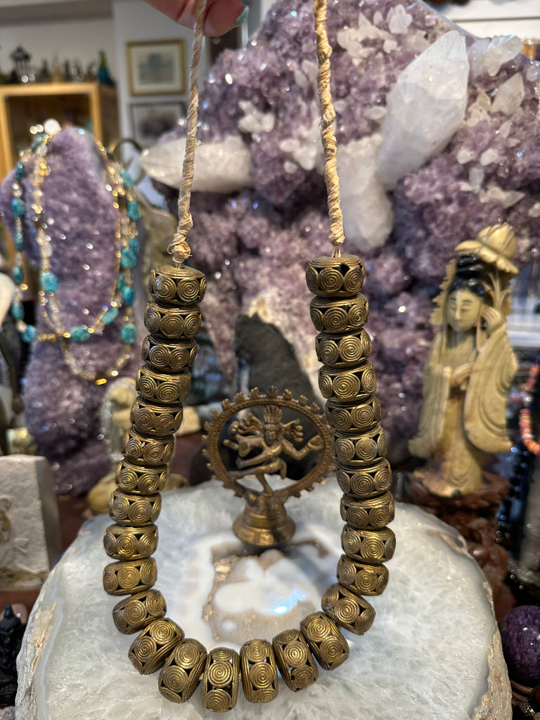 Large Lost Wax African Brass Openwork Beads