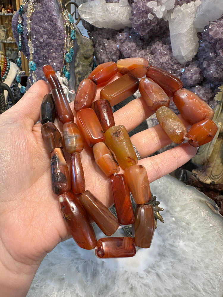 Large Antique Carnelian Gemstone Beads (Mali) #1
